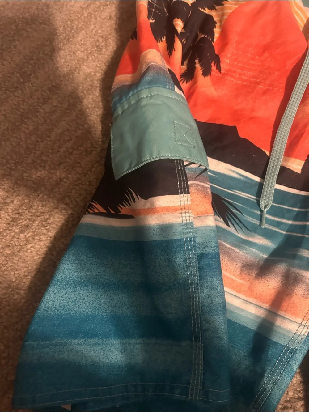 Men's Teal & Orange Tropical Board Shorts